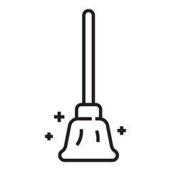 Clean broom sweep line icon