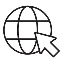 Internet globe cursor line icon