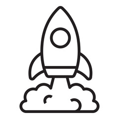 Startup rocket launch line icon