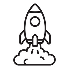 Startup rocket launch line icon