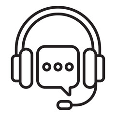 Customer support headset line icon