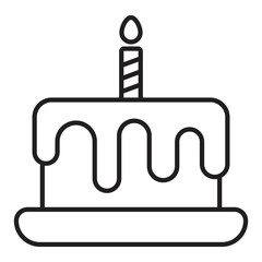 Birthday cake with single candle line icon