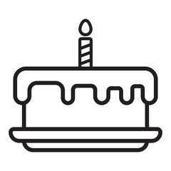 Birthday cake with single candle line icon
