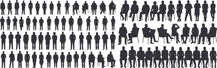 Silhouettes of Fashionable Women with Handbags and Stylish Poses, Black Vector Female Figures for Editorial Projects, Digital Marketing, Social Media, and Lifestyle Branding