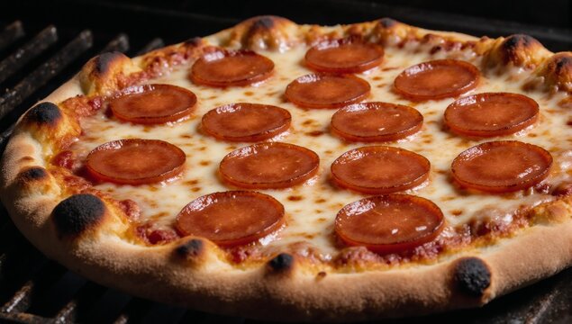 Sharing a delicious pepperoni pizza with friends - Powered by Adobe
