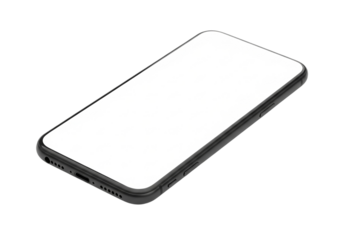 mobile phone with blank screen mockup white transparent background 