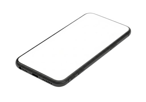 mobile phone with blank screen mockup white transparent background 