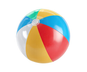 Colorful beach ball for summer fun and outdoor activities on a transparent background, cut out