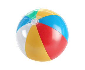 Colorful beach ball for summer fun and outdoor activities on a transparent background, cut out