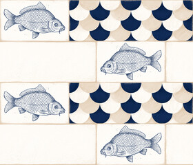 hand-drawing fish - seamless pattern © Katarzyna