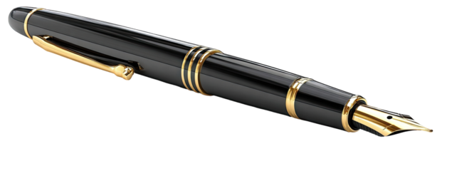 Black fountain pen with gold accents (2)