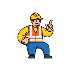 Construction Worker Cartoon Illustration.