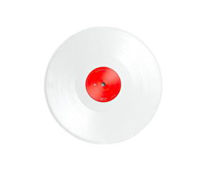White vinyl record with red center label