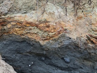 Collapse of the seashore in winter