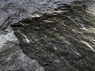 Collapse of the seashore in winter