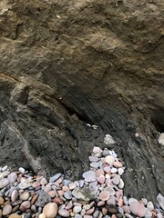 Collapse of the seashore in winter