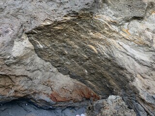 Collapse of the seashore in winter