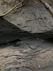 Collapse of the seashore in winter