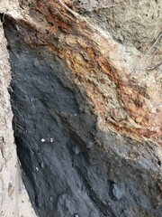 Collapse of the seashore in winter