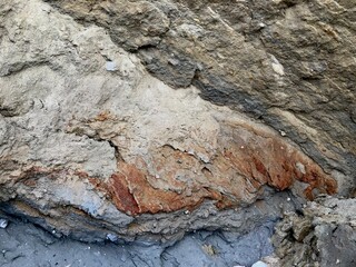 Collapse of the seashore in winter