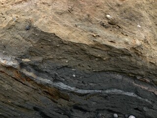 Collapse of the seashore in winter