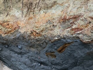 Collapse of the seashore in winter