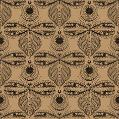 vector damask luxury, boho pattern design. dragonfly