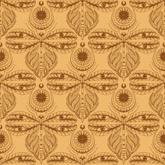 vector damask luxury, boho pattern design. dragonfly
