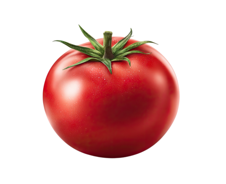 Red, glossy tomato, whole, studio shot