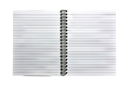 Open spiral-bound notebook with lined pages