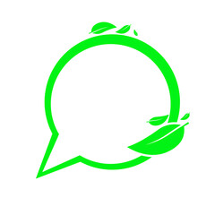 green cute speech bubble frame and leaf