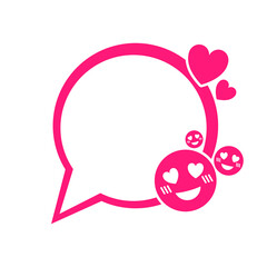 pink speech bubble frame and feel like love
