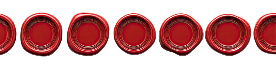 Row of circular, red, embossed seals