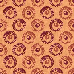 Polka dot blockprint seamless pattern. Neutral unisex whimsical style for wallpaper, backdrops and handmade print texture. All over vintage background. 