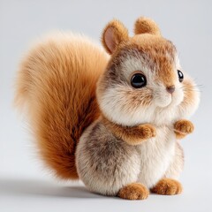 Obraz premium ultra-cute hyper-realistic 3d render of a plush squirrel: perfect as a cozy children's room poster or adorable toy inspiration for huggable cuteness!
