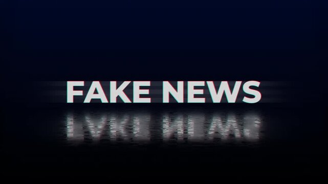animated of Fake news with a distorted reflection below. Suitable for illustrating misinformation, deceit, propaganda in various media content or presentations. Glitch Effect