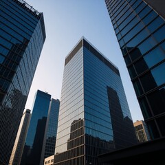 Obraz premium Wide-angle view of modern business architecture and skyscrapers in the London district