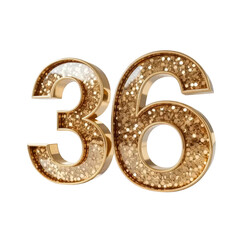 Sparkling Gold Number 36 Festive Anniversary or Birthday Design Element