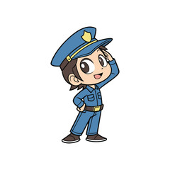 Cute Cartoon Police Officer Character Vector Illustration