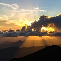 A sunset in the mountains