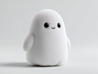 ultra-cute plush halloween ghost: a dreamy 3d render perfect for children's rooms, festive decor, or adorable posters – hypnotically soft, huggable, and full of innocent charm!