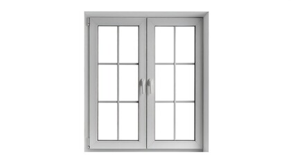 Gray double-hung window against white background