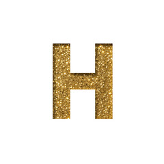 Fototapeta premium Sparkling Gold Glitter Letter H on Transparent Background