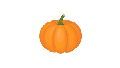 Obraz premium A bright, round pumpkin with a stem stands out against a plain white background.