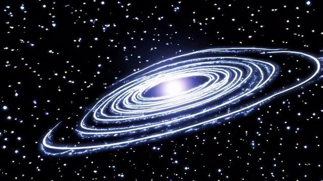 panoramic spiral galaxy with luminous rings in deep space