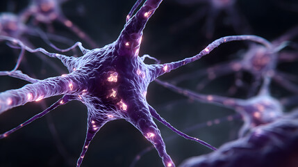 Purple day, Epilepsy awareness concept. Glowing Neural Connections symbolizing epilepsy awareness, neural communication, and the complexities of the human brain.