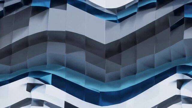 abstract chevron folded paper sculpture in blue gray white