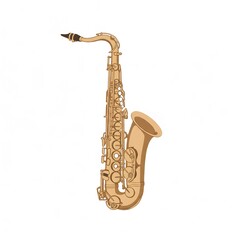 Naklejka premium Illustration of a golden saxophone with keys and other parts, ready for jazz or classical music playing.