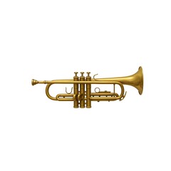 Obraz premium Elegant brass trumpet gleaming on a white backdrop, a symbol of music and artistic expression.