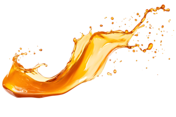 Orange liquid splash isolated on a transparent background 